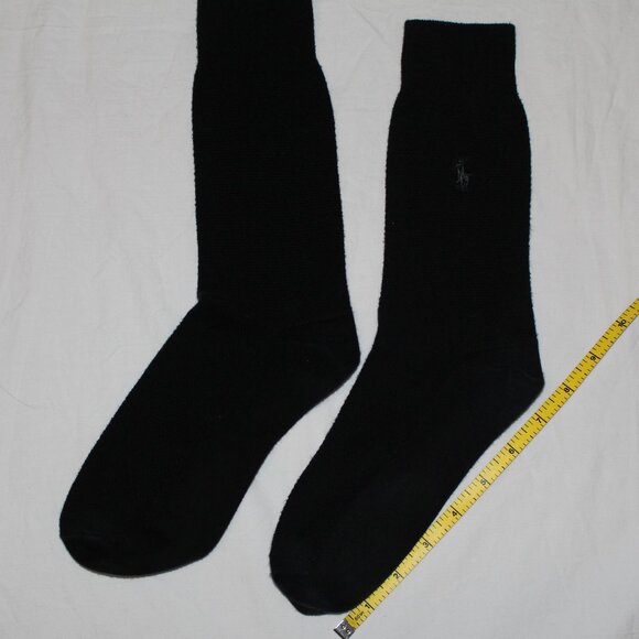 Polo Ralph Lauren Men’s 3-Set Solid Black Textured Polo Pony Dress Socks - Picture 4 of 11
